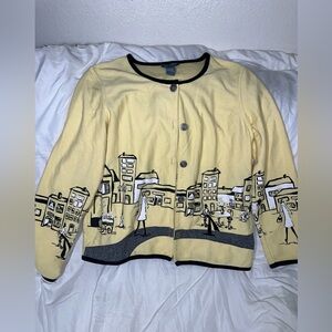 Koret Vintage Yellow Cityscape Cardigan